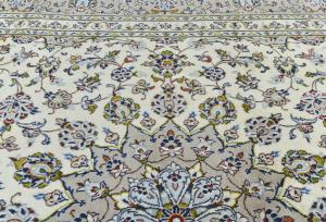 Vintage Cream Floral Traditional 8x11 Kashan Persian original Rug