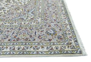 Vintage Cream Floral Traditional 8x11 Kashan Persian original Rug