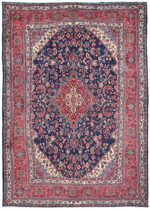 Vintage Purple-navy Floral 7x10 Hamedan Persian Rug