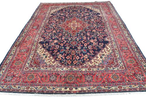 Vintage Purple-navy Floral 7x10 Hamedan Persian Rug