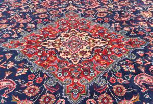 Vintage Purple-navy Floral 7x10 Hamedan Persian Rug