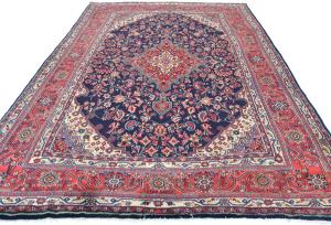 Vintage Purple-navy Floral 7x10 Hamedan Persian Rug