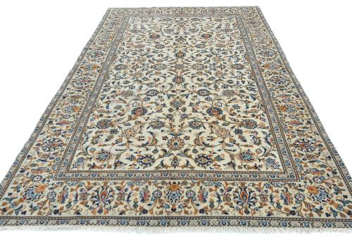 Vintage Cream Traditional 6'2X9'7 Kashan Persian Rug