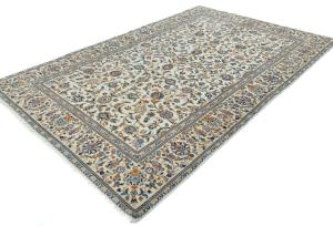 Vintage Cream Traditional 6'2X9'7 Kashan Persian Rug