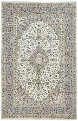 Vintage Cream Floral Traditional 6'4X9'6 Kashan Persian Rug
