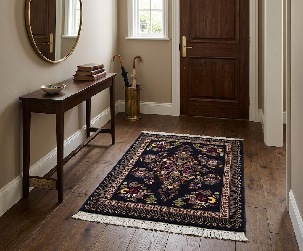 Navy Blue Classic Floral 2'6X3' Kashan Persian Rug - Image 2