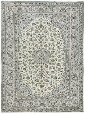 Vintage Cream Floral Traditional 8X11 Kashan Persian Rug