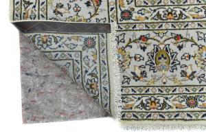 Vintage Cream Floral Traditional 8X11 Kashan Persian Rug