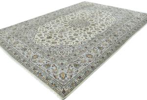 Vintage Cream Floral Traditional 8X11 Kashan Persian Rug
