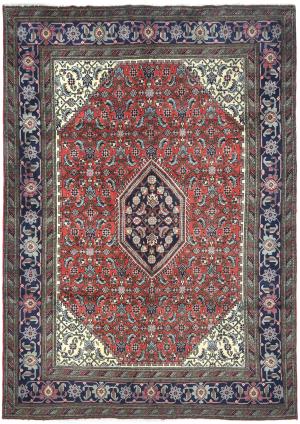 Vintage Bittersweet Red Traditional 7x10 Ardabil Persian Rug
