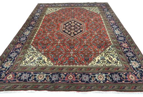 Vintage Bittersweet Red Traditional 7x10 Ardabil Persian Rug