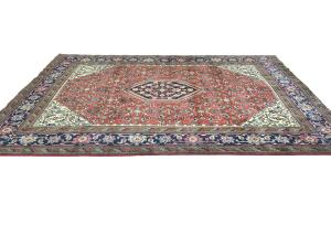 Vintage Bittersweet Red Traditional 7x10 Ardabil Persian Rug