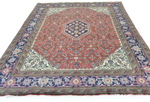 Vintage Bittersweet Red Traditional 7x10 Ardabil Persian Rug