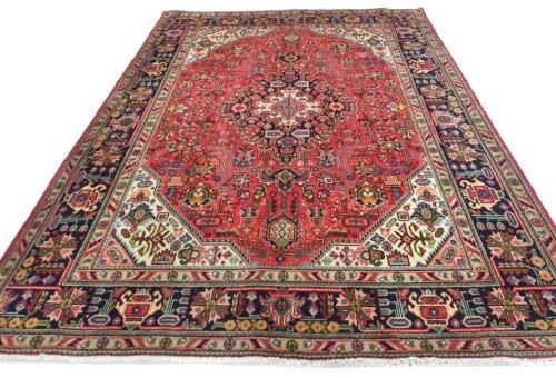 Vintage Light Red Floral 6'6X9'3 Mashad Persian Rug