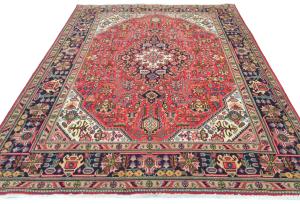 Vintage Light Red Floral 6'6X9'3 Mashad Persian Rug