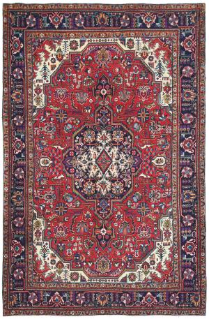 Vintage Red Floral Traditional 6'7X9'5 Tabriz Persian Rug