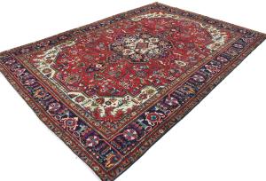 Vintage Red Floral Traditional 6'7X9'5 Tabriz Persian Rug