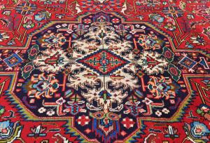 Vintage Red Floral Traditional 6'7X9'5 Tabriz Persian Rug