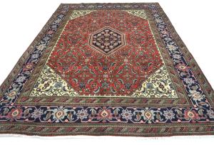 Vintage Bittersweet Red Geometric Traditional 7X10 Tabriz Persian Rug