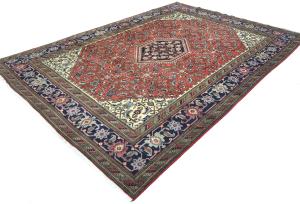 Vintage Bittersweet Red Geometric Traditional 7X10 Tabriz Persian Rug