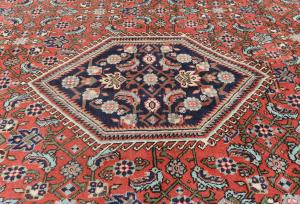 Vintage Bittersweet Red Geometric Traditional 7X10 Tabriz Persian Rug