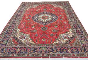 Vintage Red Floral Traditional 6'7X9'6 Tabriz Persian Rug