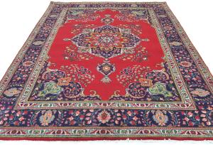 Vintage Red Floral Traditional 7X10 Tabriz Persian Rug