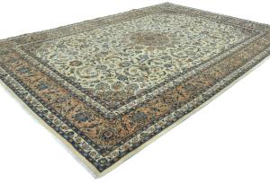 Vintage Cream Traditional 8x11 Kashmar Persian Rug