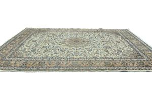 Vintage Cream Traditional 8x11 Kashmar Persian Rug