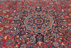 Vintage Red Floral Traditional 6X9 Mashad Persian Rug