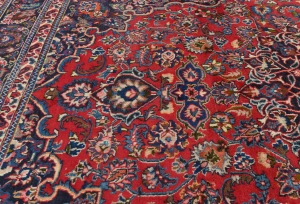 Vintage Red Floral Traditional 6X9 Mashad Persian Rug