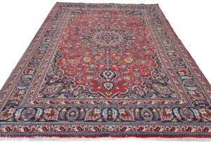 Vintage Red Floral Traditional 6X9 Mashad Persian Rug