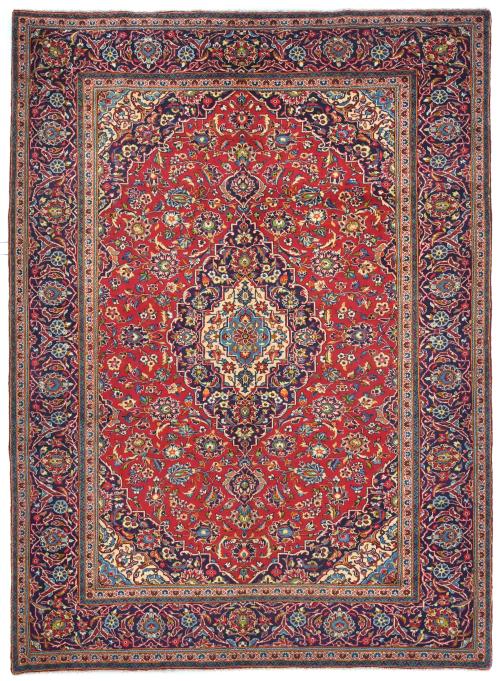 Vintage Red Traditional 7X10 Kashan Persian Rug