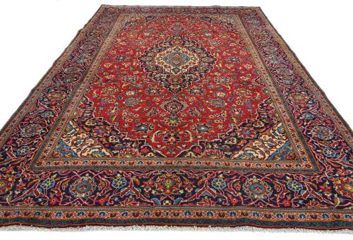 Vintage Red Traditional 7X10 Kashan Persian Rug