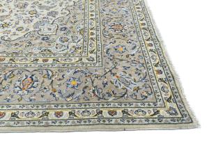 Vintage Cream Traditional 8x11 Kashan Persian Rug