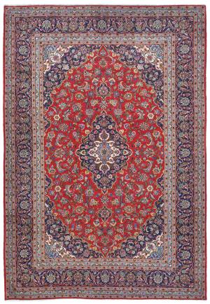 Vintage Red Traditional 8x11 Kashan Persian Rug