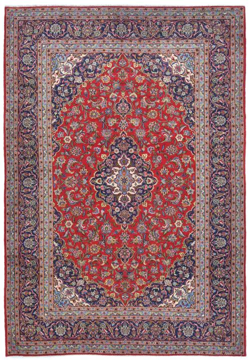 Vintage Red Traditional 8x11 Kashan Persian Rug