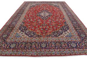 Vintage Red Traditional 8x11 Kashan Persian Rug