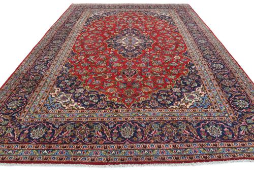 Vintage Red Traditional 8X11 Kashan Persian Rug