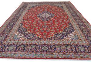 Vintage Red Traditional 8x11 Kashan Persian Rug