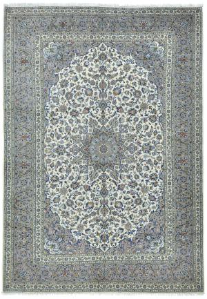 Vintage Cream Traditional  Floral 8x11 Kashan Persian Rug