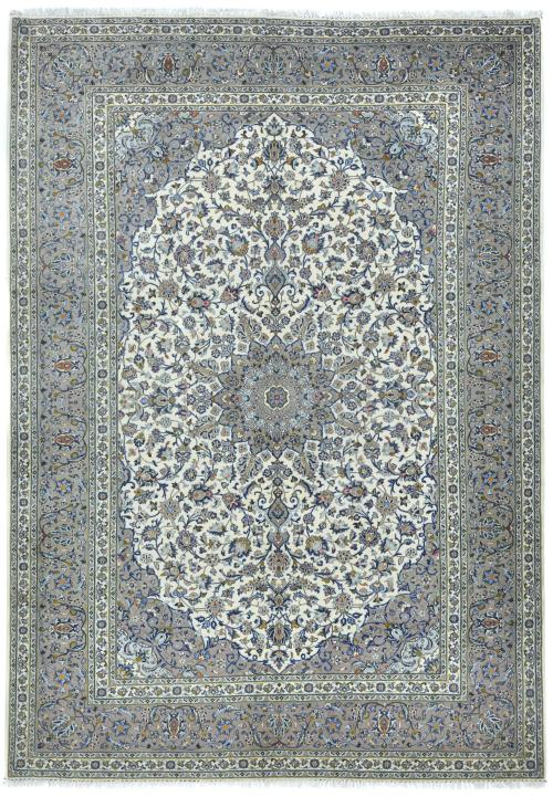 Vintage Cream Traditional  Floral 8x11 Kashan Persian Rug