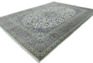 Vintage Cream Traditional  Floral 8x11 Kashan Persian Rug