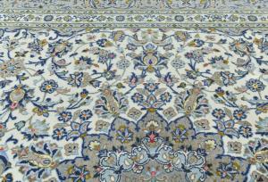 Vintage Cream Traditional  Floral 8x11 Kashan Persian Rug