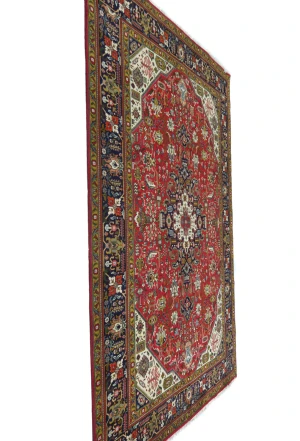 Vintage Red Floral Traditional 7X10 Tabriz Persian Rug