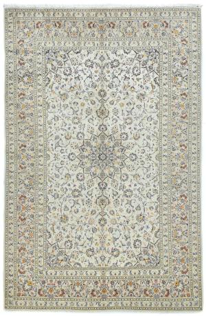 Vintage Cream Floral Traditional 8X11 Kashan Persian Rug