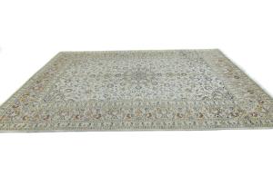 Vintage Cream Floral Traditional 8X11 Kashan Persian Rug