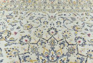 Vintage Cream Floral Traditional 8X11 Kashan Persian Rug