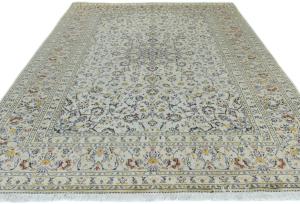 Vintage Cream Floral Traditional 8X11 Kashan Persian Rug