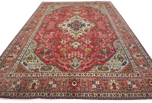 Vintage Red Traditional 8X11 Tabriz Persian Rug